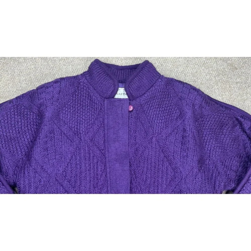 Braetan‎ Vintage Women's Purple Full Zip Long Sleeve Sweater Jacket Size Medium